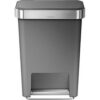 simplehuman® CW1386 Rectangular Plastic Step Can - 12 Gallon Gray