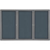 Ghent Ovation Enclosed Bulletin Board 3 Door 72""W x 48""H Gray Fabric/Gray Frame