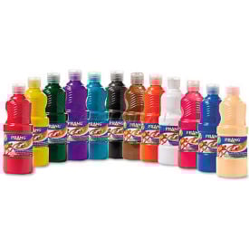 Prang 21696 Ready-to-Use Tempera Paint 12 Assorted Colors 16 oz 12/Pack