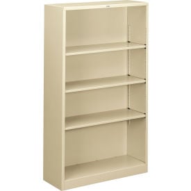 HON® Metal Bookcase Four-Shelf 34-1/2""W x 12-5/8""D x 59""H Putty