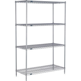Nexel® 4 Shelf Nexelate® Silver Epoxy Wire Shelving Unit Starter 42""W x 24""D x 86""H