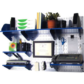 Wall Control Office Wall Mount Desk Storage and Organization Kit Galvanized Blue 48"" X 32"" X 12""