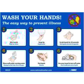 Wash Your Hands Sticker 7"" X 14"" Vinyl Adhesive