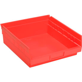 Global Industrial™ Plastic Nesting Storage Shelf Bin 11-1/8""W x 11-5/8""L x 4""H Red