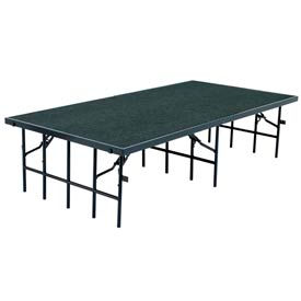 Portable Stage with Carpet - 96""L x 36""W x 24""H - Grey
