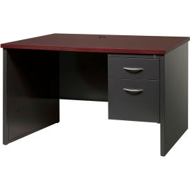 Hirsh Industries® Modular Steel Desk - Single Right Pedestal - 48 x 30 - Charcoal/Mahogany
