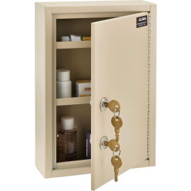 Global Industrial™ Medical Security Cabinet w/Double Key Locks 8""W x 2-5/8""D x 12-1/8""H Beige