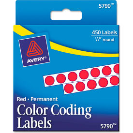 Avery® Permanent Self-Adhesive Color-Coding Labels 1/4"" Dia Red 450/Pack