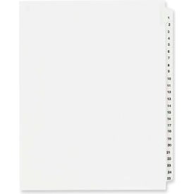 Avery Side Tab Legal Exhibit Index Divider 1 to 25 8.5""x11"" 1 Tab/25 Sets White/White