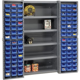 Global Industrial™ Bin Cabinet Deep Door 96 BL Bin Shelves 16 Ga. Assembled Cabinet 38x24x72