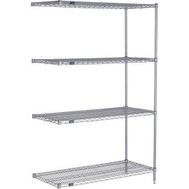 Nexel® 4 Shelf Nexelate® Silver Epoxy Wire Shelving Unit Add On 30""W x 14""D x 54""H