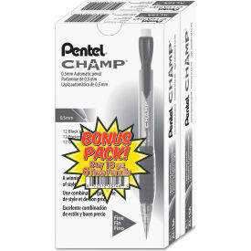 Pentel® Champ Mechanical Pencil 0.5 mm HB (#2.5) Black Lead Translucent Black Barrel 24/Pk