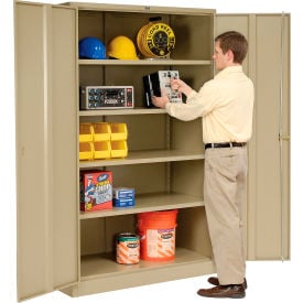 Global Industrial™ Storage Cabinet Turn Handle 48""W x 18""D x 78""H Tan Unassembled