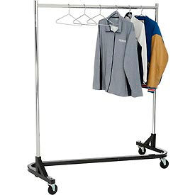 Rolling Z Rack - Heavy Duty Square Tubing (RZ/1) - Chrome Upright & Hangrail - Black Base