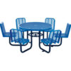 Global Industrial™ 46"" Round Picnic Table w/ 6 Seats Expanded Metal Blue