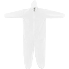 Global Industrial™ Disposable Microporous Coverall Elastic Hood White Large 25/Case