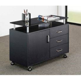 Techni Mobili Deluxe Rolling Glass Top Storage Cabinet 31-1/2""W x 16""D x 23-1/4""H Graphite