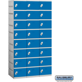 Salsbury 8-Tier 24 Door Plastic Locker 38-1/4""W x 18""D x 74""H Blue Unassembled