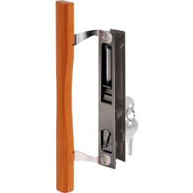 Prime-Line® Door Handle Set Flush w/Wood Pull and Key Black Diecast C 1032