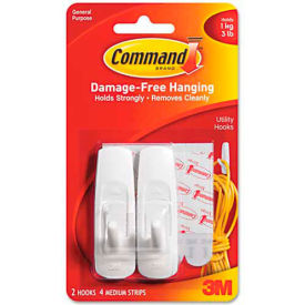 3M Command™ General Purpose Hooks 3-lb Capacity Plastic White 2/Pack