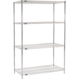 Nexel® 4 Shelf Chrome ESD Wire Shelving Unit Starter 60""W x 18""D x 54""H
