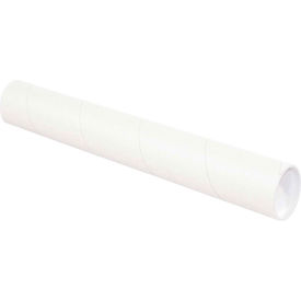 Mailing Tubes With Caps 3"" Dia. x 15""L 0.06"" Thick White 24/Pack