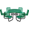 Global Industrial™ 46"" Round Picnic Table w/ 6 Seats Expanded Metal Green