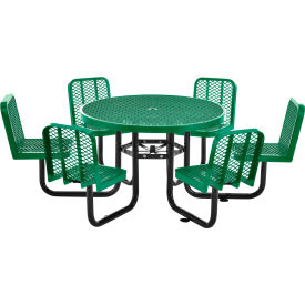 Global Industrial™ 46"" Round Picnic Table w/ 6 Seats Expanded Metal Green