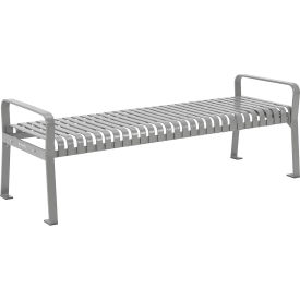 Global Industrial™ 4' Outdoor Bench Backless Vertical Steel Slat Gray