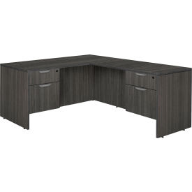 Regency Legacy Double Pedestal L-Desk with Four Drawers 66"" Ash Grey
