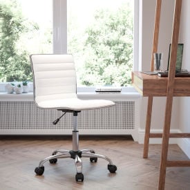 Flash Furniture Designer Ribbed Vinyl Armless Task Chair - Low Back - White