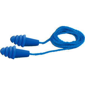Elvex® Quattro™ Reusable Earplugs Corded NRR 27dB Blue 100 Pairs/Box