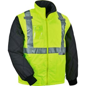 Ergodyne® GloWear® 8287 Hi-Vis Winter Jacket & Vest w/ Detachable Sleeves XL Lime