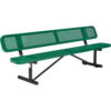 Global Industrial™ 8' Outdoor Steel Picnic Bench w/ Backrest Perforated Metal Green