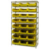 Quantum WR9-531 Chrome Shelving With 24 Magnum Giant Hopper Bins Yellow 18x42x74