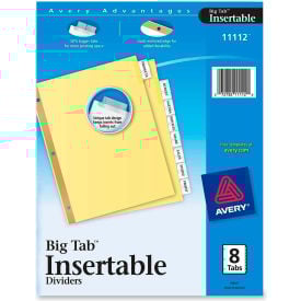 Avery WorkSaver Big Tab Insertable Divider Blank 8.5""x11"" 8 Tabs Clear