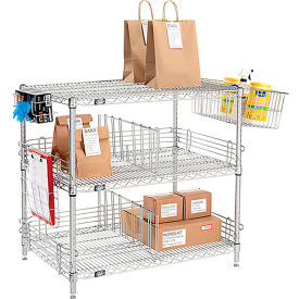 Nexelate® Silver Epoxy To Go Rack 3 Wire Shelves Dividers & Ledges 30""W x 24""D x 34""H