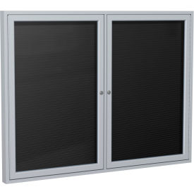 Ghent Enclosed Letter Board - Outdoor / Indoor - 2 Door - Black Letterboard w/Silver Frame - 36""x48""