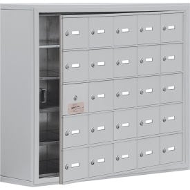 Salsbury 5-Tier 25 Door Welded Cell Phone Locker w/ Keyed Locks 37""Wx9-1/4""Dx31""H Gray Assembled