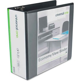 Universal® Economy D-Ring Vinyl View Binder 4"" Capacity Black
