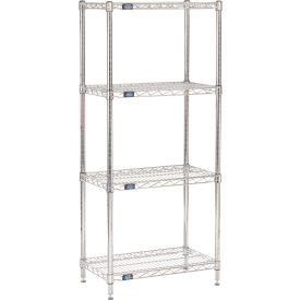 Nexel® 4 Shelf Chrome Wire Shelving Unit Starter 24""W x 14""D x 63""H