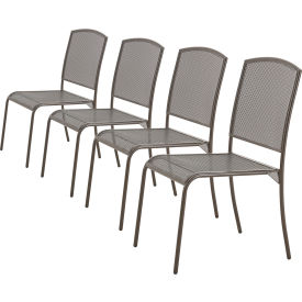 Global Industrial™ Outdoor Caf Armless Stacking Chair Steel Mesh Bronze 4 Pack