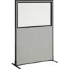 Interion® Freestanding Office Partition Panel with Partial Window 48-1/4""W x 96""H Gray
