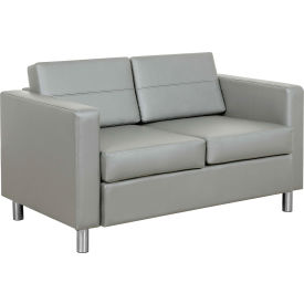 Interion® Antimicrobial Upholstered Leather Loveseat Gray