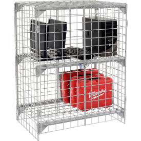 Global Industrial™ 1-Tier 2 Door Wire Mesh Security Locker 36""Wx24""Dx36""H Gray Unassembled