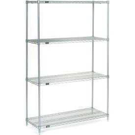 Nexel® 4 Shelf Stainless Steel Wire Shelving Unit Starter 60""W x 14""D x 86""H