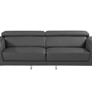 89" Gray And Silver Italian Leather Sofa