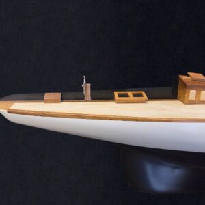 12" Black and White Shamrock V Yacht Half-Hull Boat Hand Painted Decorative Boat