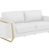 Three Piece Indoor White Italian Leather Six Person Seating Set