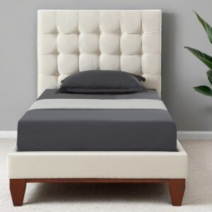 Beige Solid Wood Full Tufted Upholstered Linen Bed